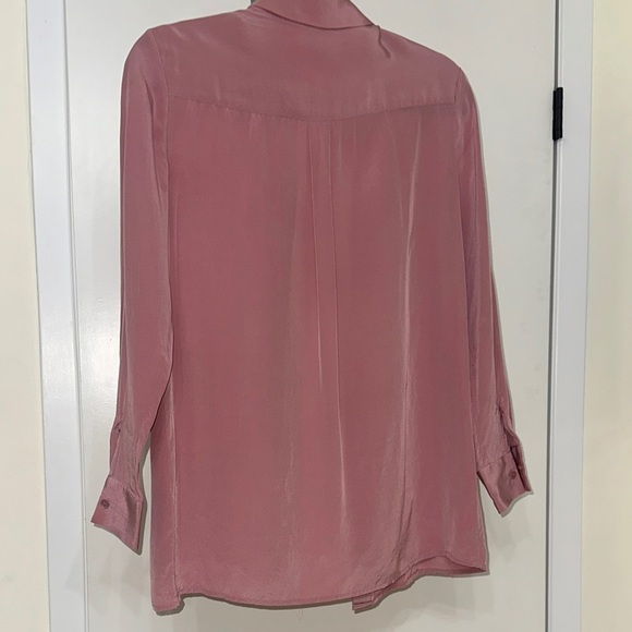 100% Silk Iris & Ink Button-Up Blouse | Dusty Rose Pink - Picture 6 of 11